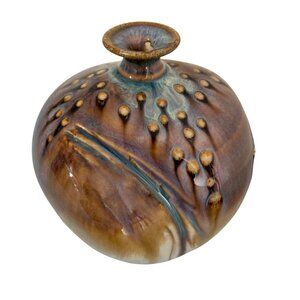 Porcelain By Garnier Art Pottery Vase Peacock Feather Glaze